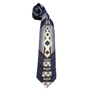 Protocol Men's Tie 100% Polyester Royal Blue, Navy & White Multi Pattern
